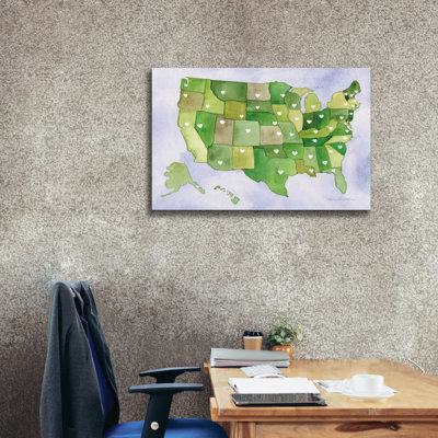 Epic Graffiti 'Usa Capital Map'  by Kathleen Parr Canvas Wall Art