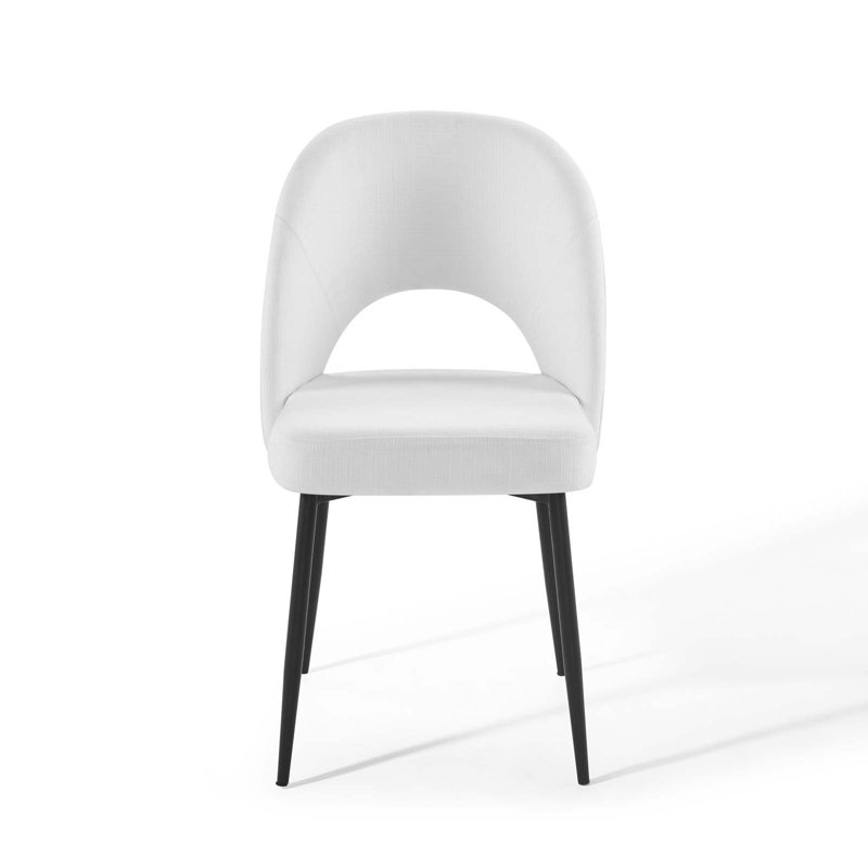 Modway Rouse Upholstered Fabric Dining Side Chair, White, 2