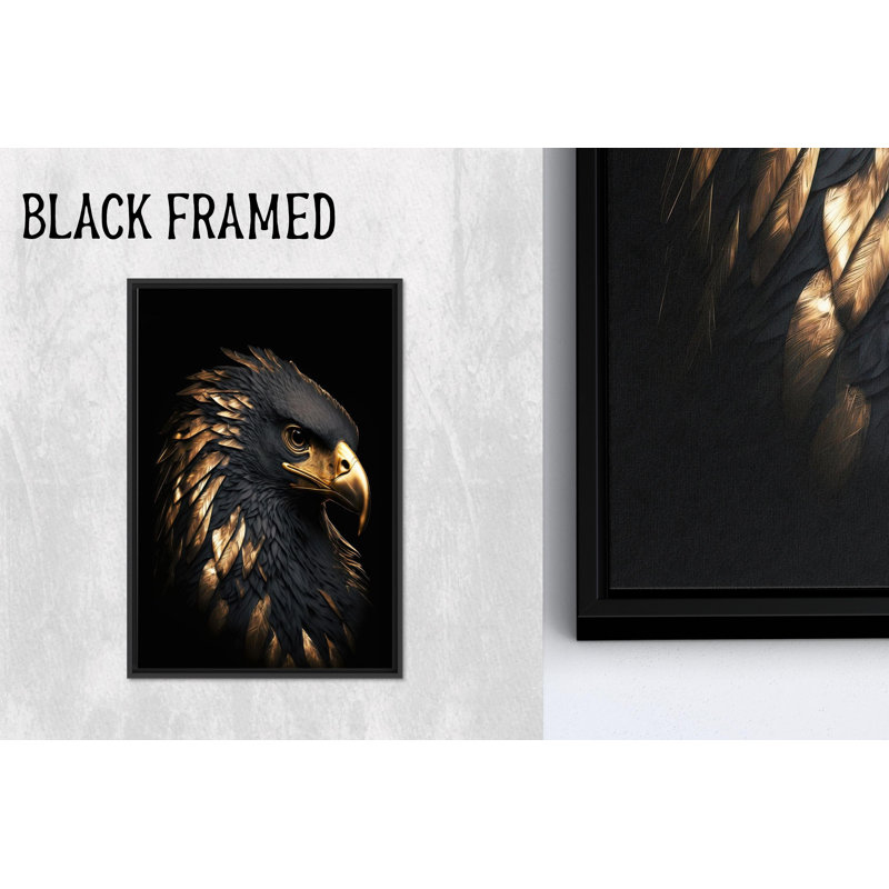 «Golden Eagle», reproduction d'art sur toile, portrait d'oiseau noir et doré, 102,4 po H x 47,3 po l
