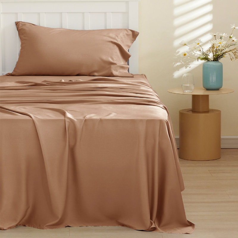 Essential Collection Cooling Rayon Derived from Bamboo Sheet Set, Twin Sheet Set with 1 Pillowcase, Plum