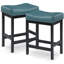 Ensemble de 2 tabourets de comptoir de cuisine, tabourets de bar Saddle, tabourets en similicuir bleu pour îlot de cuisine, structure en métal noir