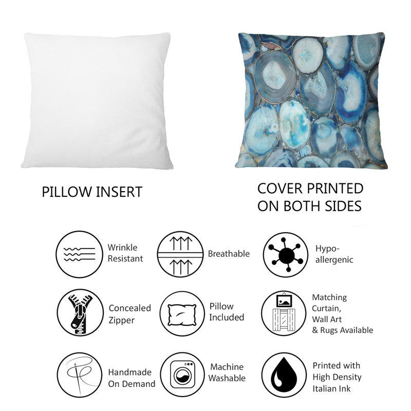Coussin décoratif imprimé turquoise Agathe
