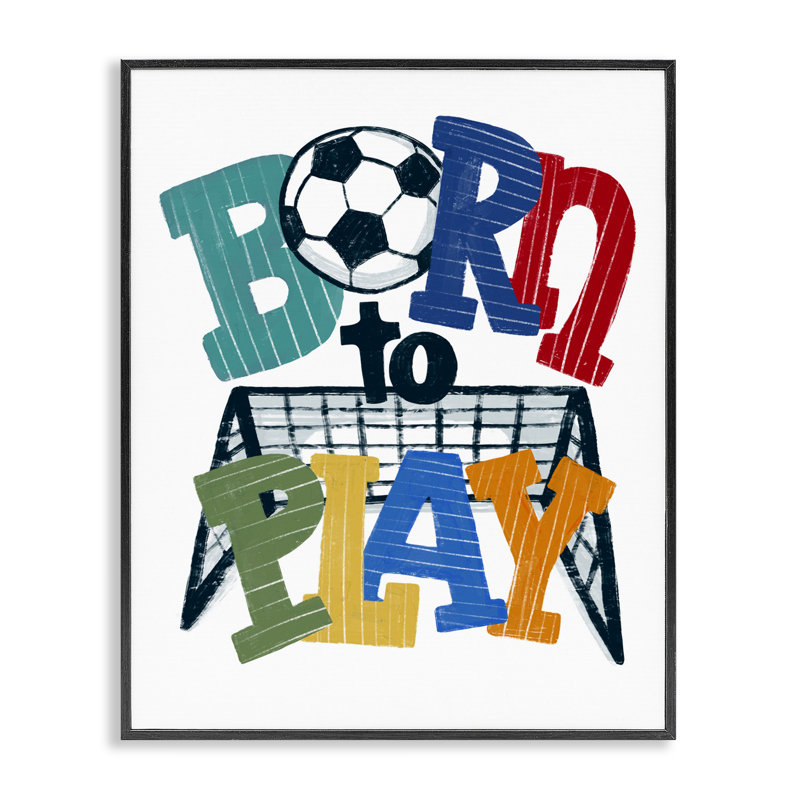 «Born To Play Soccer», estampe numérique, design par Connie Summers, H 30 po x l 24 po, Giclée encadrée noir minuit