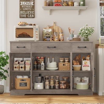 Buffet 55,1 po à 3 tiroirs et tablettes réglables Adra