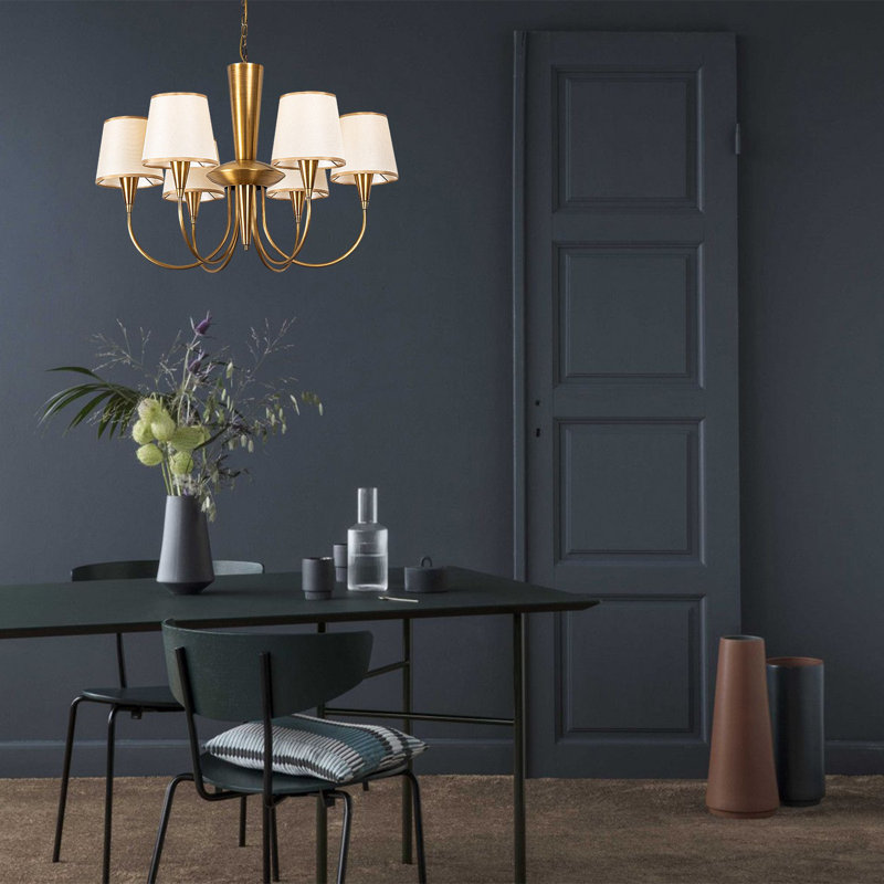Pomfret 6 - Light Shaded Chandelier, 15cm H x 75cm W x 75cm D