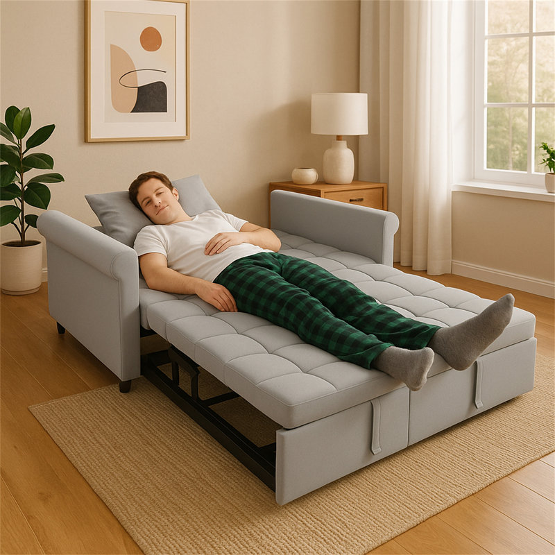 Causeuse convertible 2 places en velours et canapé convertible gris