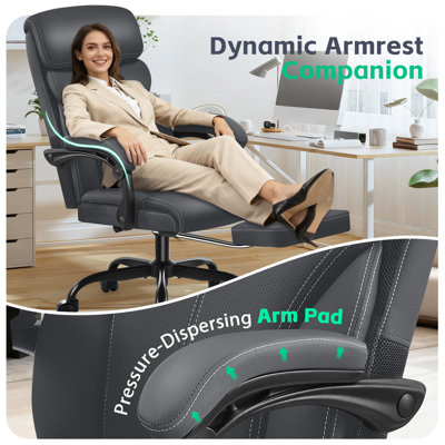 Ergonomic Executive Chair with Footrest and Flip-Up Arms