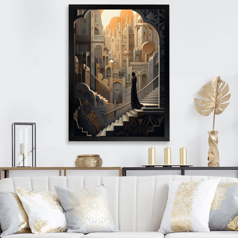 «Arab City V», reproduction sur toile, Cadre noir, L 30 po x H 40 po