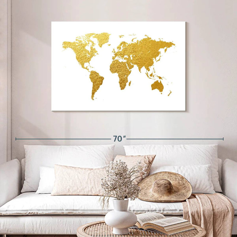 Aliaz World Map Gold Foil I, 30" H x 45" W