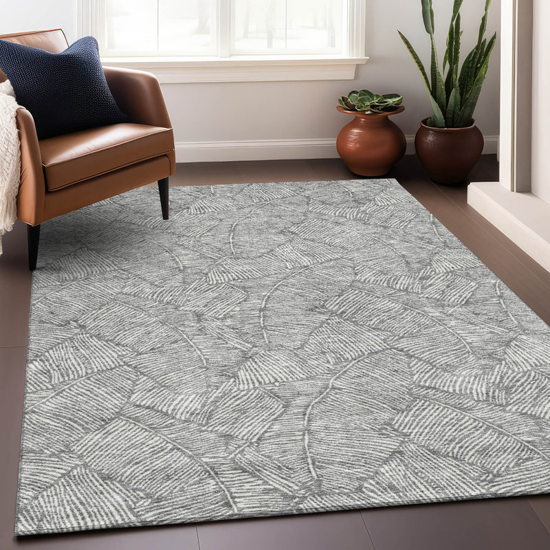 Premium Machine Washable Prisco Gray Rug, Rectangle 3' x 5'