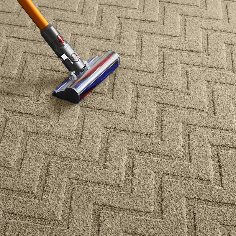 Geometric Machine Tufted Shag Area Rug, Rectangle 60 x 110 cm, Beige