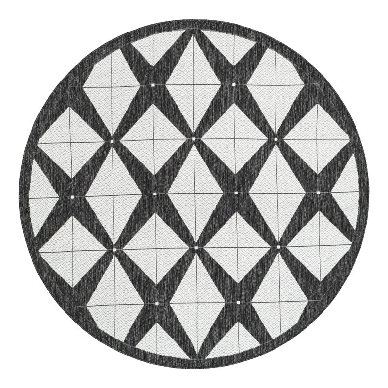 Tapis intérieur / extérieur d'extérieur moderne, Rond 6 pi 1 po
