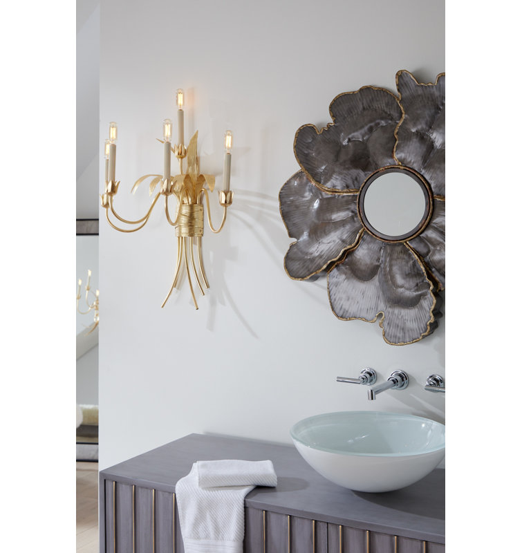Delphine Antique Gold Leaf Accented Gray 54'' Sideboard
