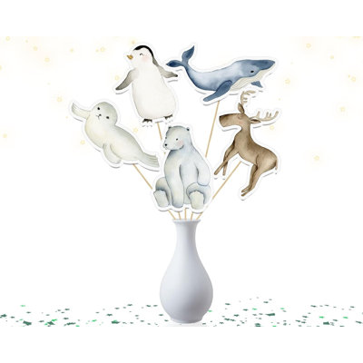 Décorations de fête animaux de l'Arctique - Ensemble de 5 centres de table pour anniversaire et fête de naissance