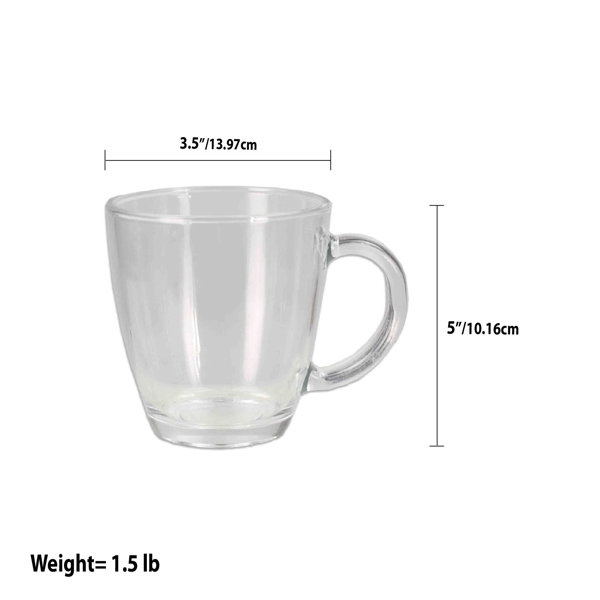 6 Pack of Oversized Dishwasher Safe 13.5 Oz. Glass Mugs, Clear