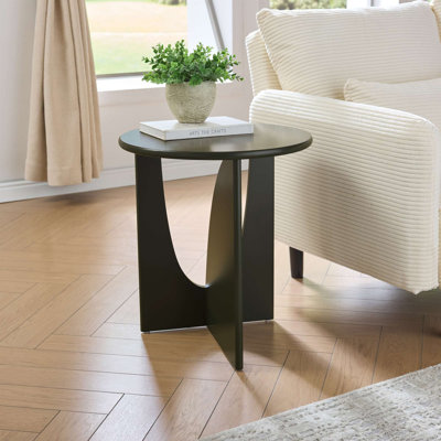 Table d'appoint ronde ronde - Table d'appoint en bois au design compact et mince pour le salon, la chambre à coucher ou le bureau