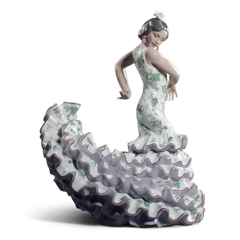Flamenco Flair Woman Figurine, Green/Purple