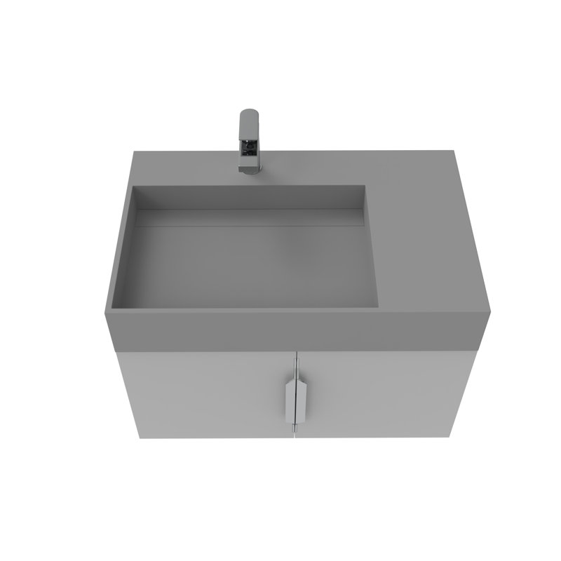 Ensemble de meuble-lavabo mural simple 30 po avec surface solide Amazon, Gris, Gris, Nickel brossé