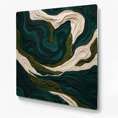 Paysage abstrait 48, art mural en métal vert