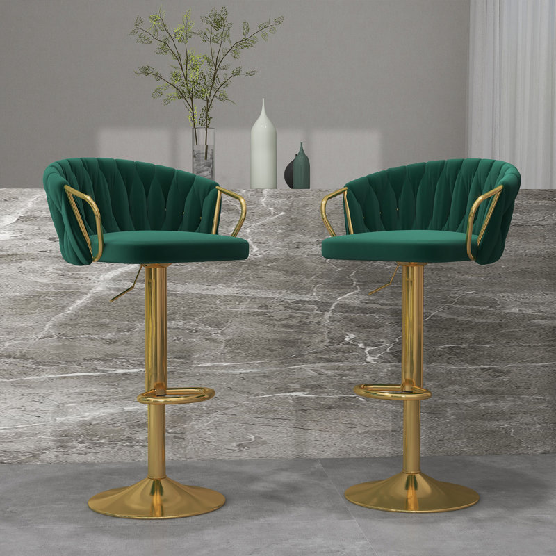 Ginko Height Adjustable Bar Stool, Dark Green