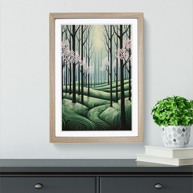 Spring Forest Op Art - Framed Print, Oak, 34cm H x 25cm W x 2cm D