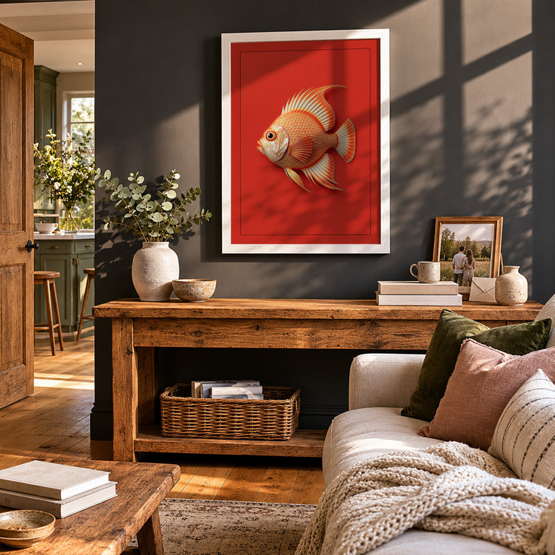 Tropical Fish Study Botanical - Framed Print, A4 - 29.7 x 21.0 cm, White