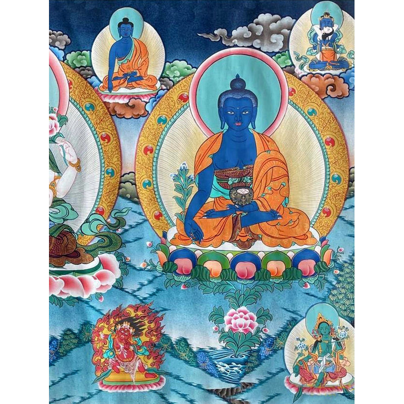 Figurine verticale Chengrezig Menlha Thangka (Brocadeless Thangka)