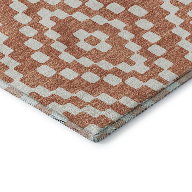 Premium Machine Washable Prisco Salmon Rug, Rectangle 10' x 14'