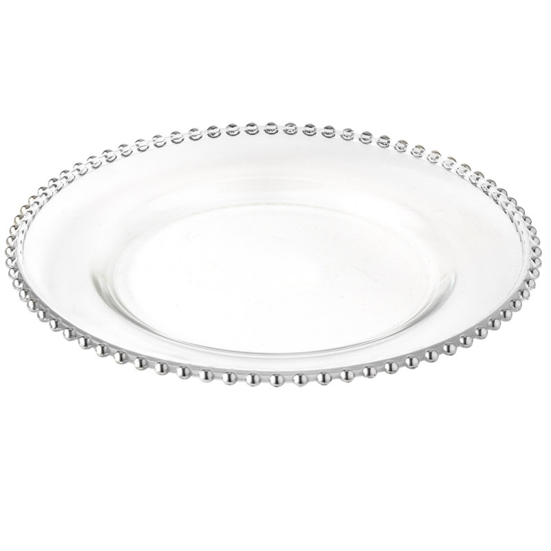 Glass Abstract Charger, Silver
