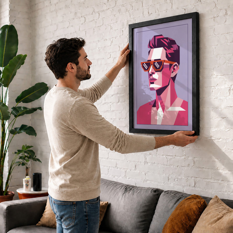 Sunglasses Statement Modern - Framed Print, A1 - 84.1 x 59.4 cm, Black