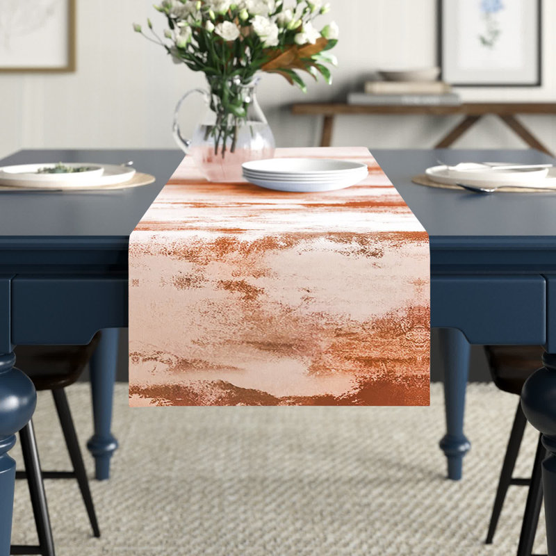 Chemin de table Doster, Orange, 90 po x 16 po, Abstraction