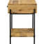 Table d'appoint en bois de manguier naturel avec supports en fer - Décoration 1 tiroir et tablette inférieure ouverte rustique moderne