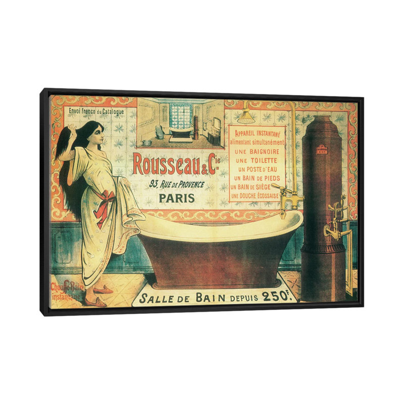 « salle de bain », impression sur toile, H 18 po x l 26 po x P 1,5 po, Toile avec cadre noir, Pas de tapis