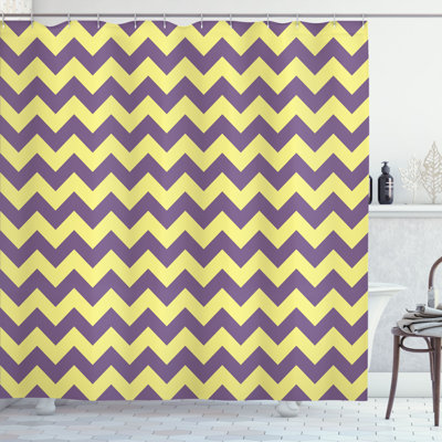 Chevron Shower Curtain with Hooks Included