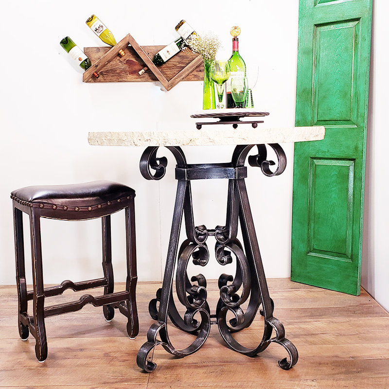 Round Cream Chisel Travertine Bar Table 1251 E