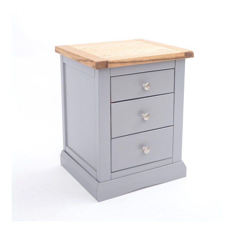 Milian 45cm W Solid + Manufactured Wood Bedside Table, Grey/Chrome
