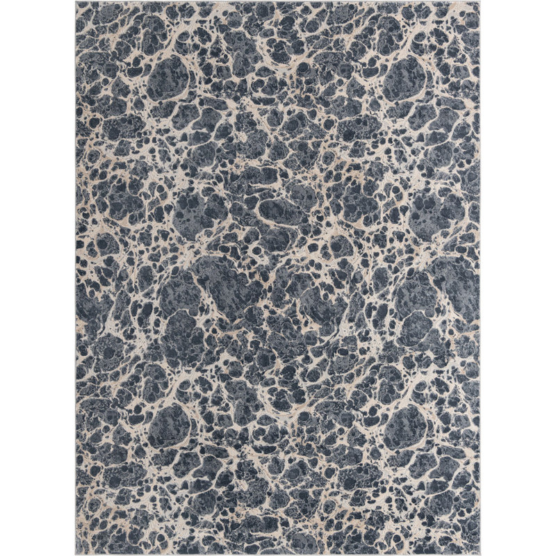 Tapis contemporain Araceli couleur galet / ivoire, Rectangle 9 pi x 12 pi