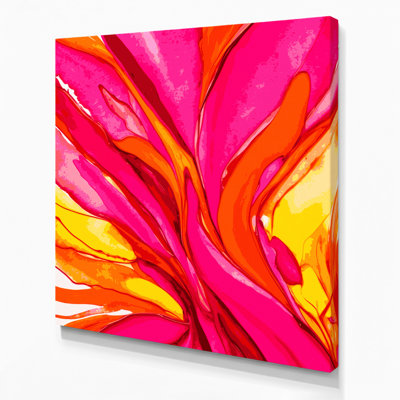"Watercolor Abstract 52", art mural sur toile rose