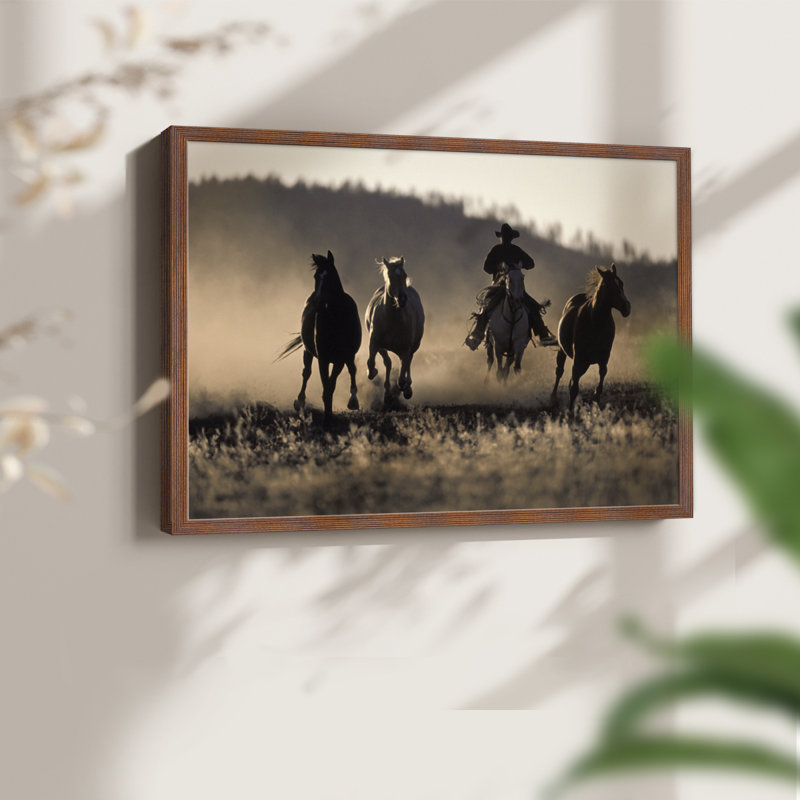 Ranchers Ride - Reproduction encadrée - Restickable, H 8 po x l 10 po, Noyer