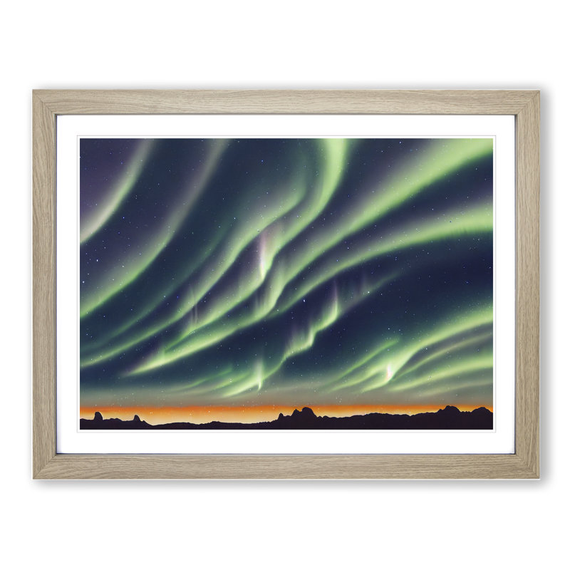 XH1022-9208X Tremendous Northern Lights - Single Picture Frame Painting, 34cm H x 46cm W x 2cm D, Oak