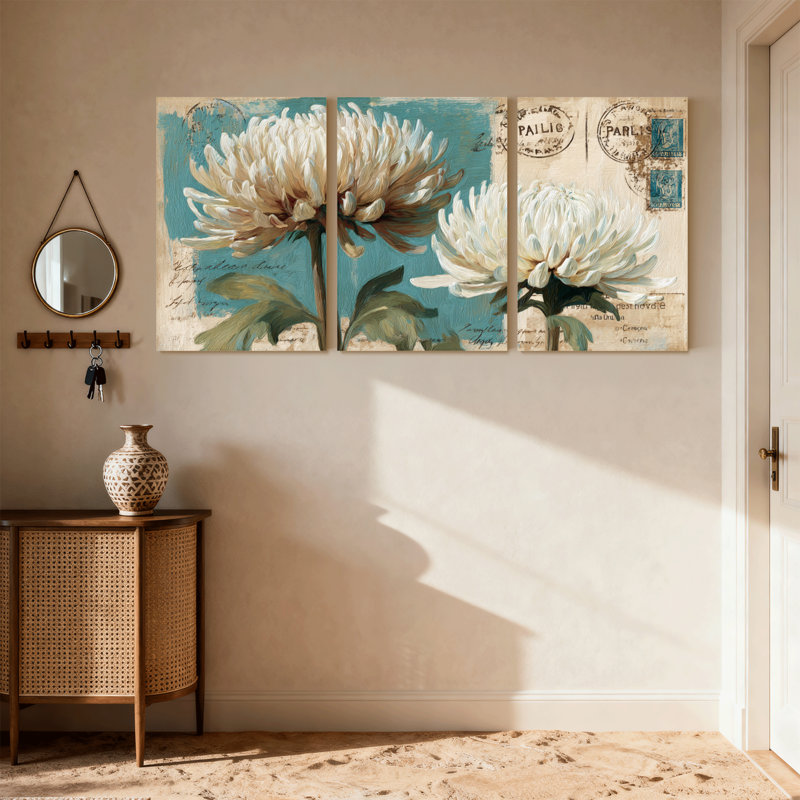 Plantes et fleurs, ensemble de 3 impressions sur toile, H 24 po x l 48 po