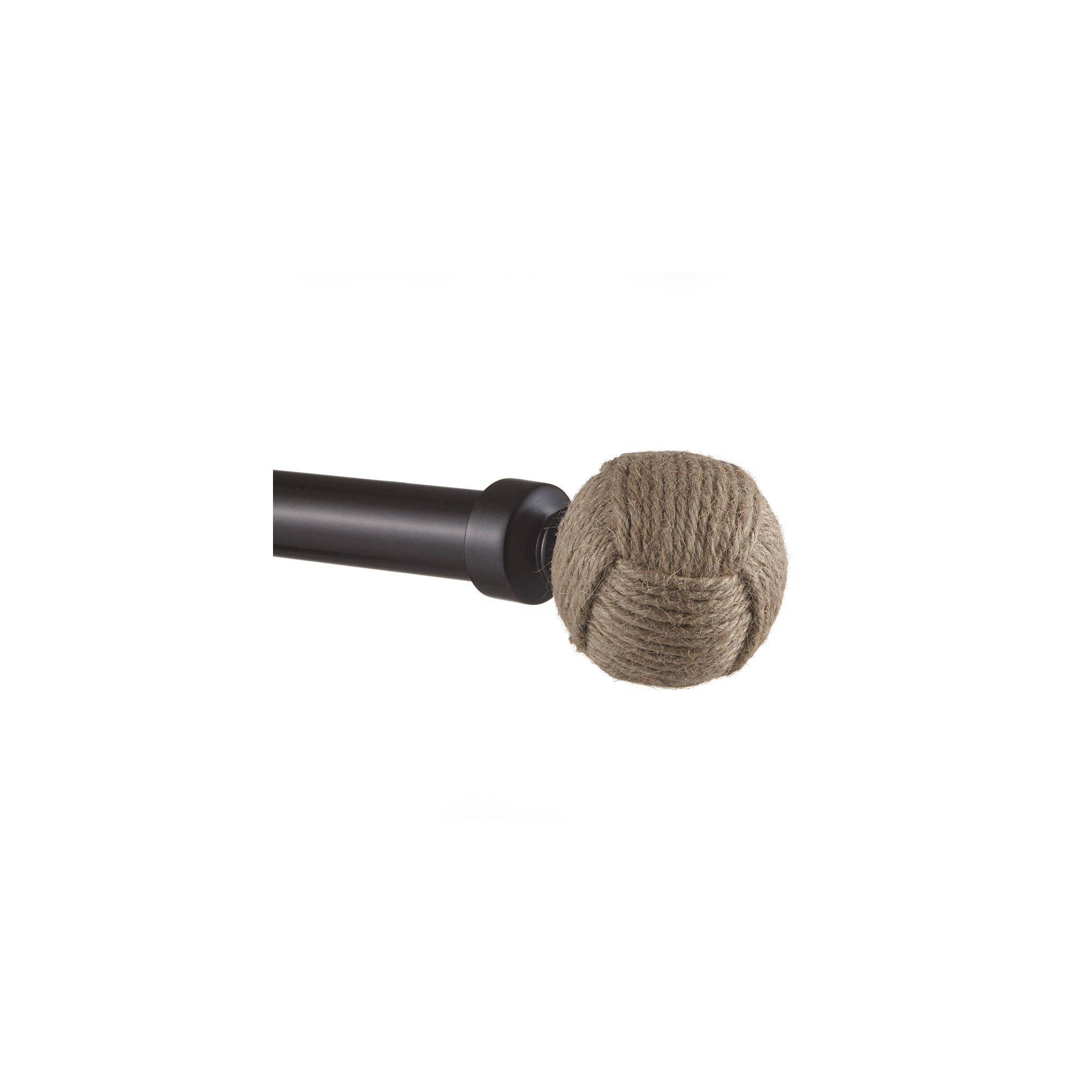 Tricia Exclusive Home Rope Knot 1" Curtain Rod and Coordinating Finial Set, Adjustable, Bronze, 36" - 72"