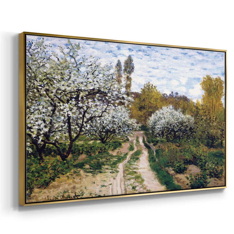 " Trees in Bloom, 1872 " Oil Print, 27" H x 41" W x 2" D, Gold