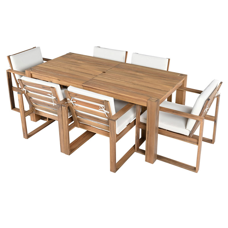 Ensemble de table et chaises de patio, Teck clair