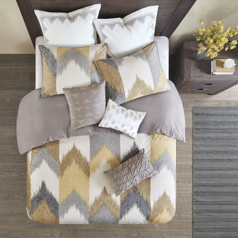 Cotton Comforter Mini Set, King Comforter + 3 Additional Pieces, Yellow