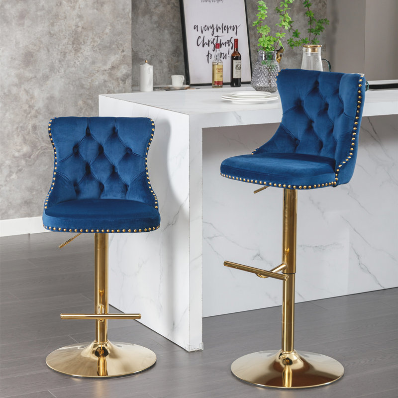 Tabouret pivotant à hauteur réglable Stormstown, Or, Bleu