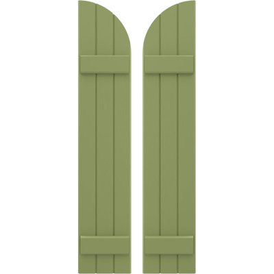 Volets extérieurs AmeriCraft en bois véritable, trois planches (2 tasseaux), joints, à arc en T, 10 1/2 po L x 57 po H, vert mousse (par paire)