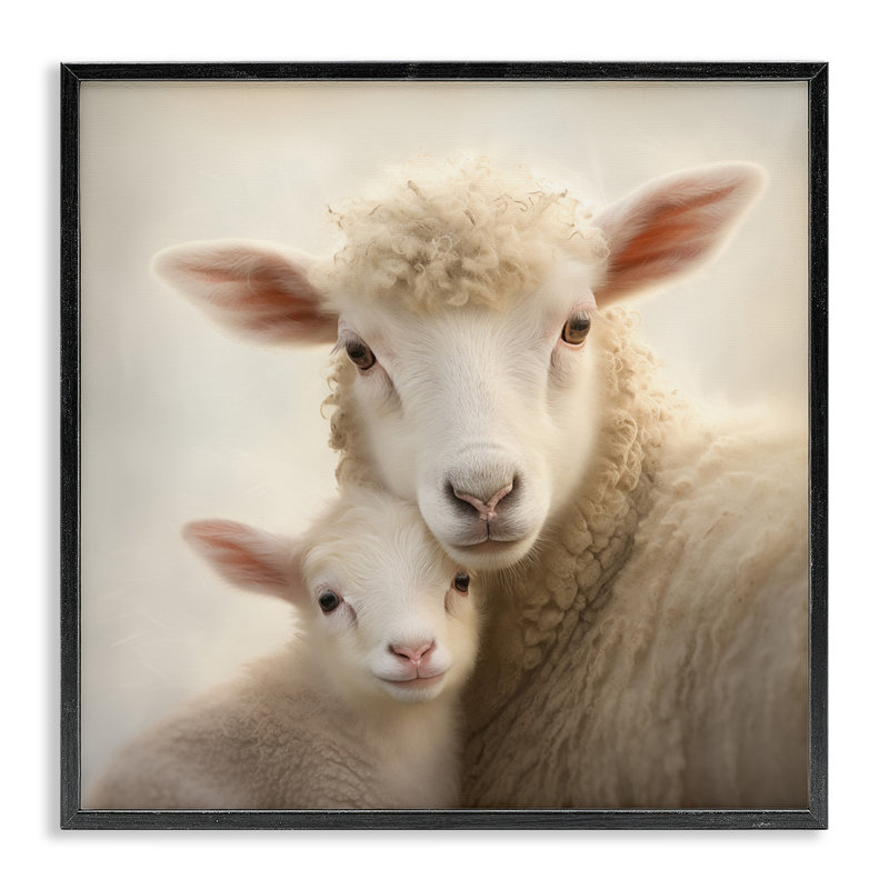 «Lamb & Sheep Cuddles», giclée encadrée, design par Heidi Kuntz, Giclée encadrée noir minuit, H 12 po x l 12 po