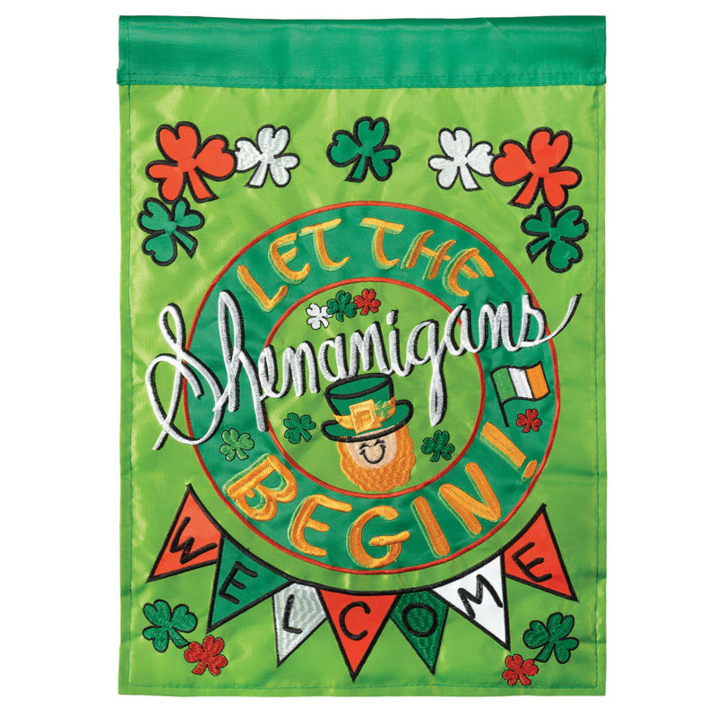 Drapeau de jardin en polyester 2 côtés shenanigen, H 18 po x l 13 po
