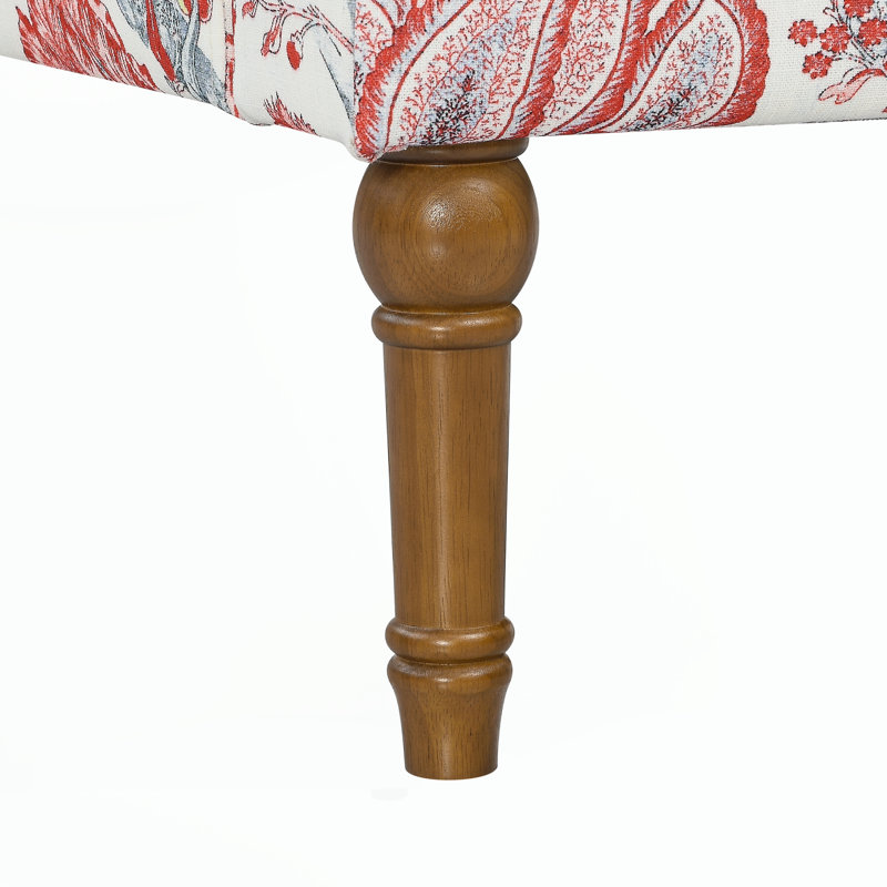 Chaise d'appoint, fauteuil floral, garniture cloutée, Red